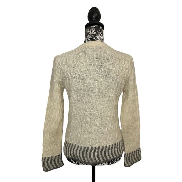 Varma Icelandic Wool Button Up Knit Cardigan Fuzzy Sweater Cream Gray Size Small - Picture 8 of 10